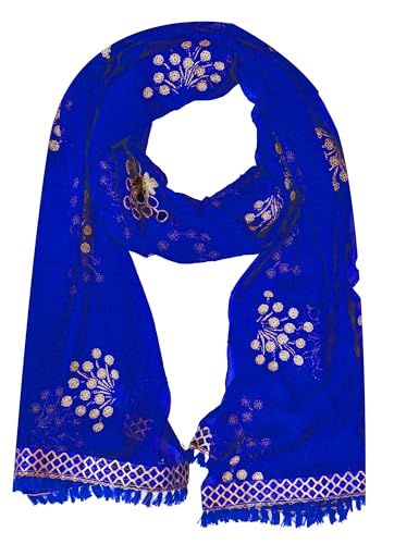 Image of YOUTHQUAKE Heavy Embroidered Work Chiffon Dupatta for Womens & Girls With Fancy Lace
