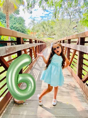 Image of 6 Balloon Numbers Birthday Decorations, 40In Sage-Green Balloons for Party | Eye-catching Appearance, Perfect Decorative Centerpieces, Convenient Self-sealing Structure, Widely for Various Occasions