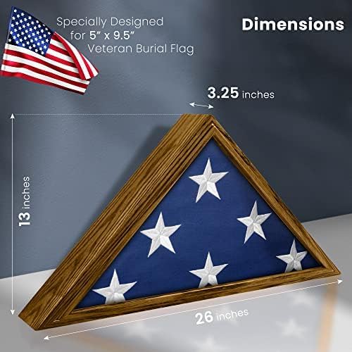 Personalized Flag Display Case for Burial Flag - Military Flag Box Case Display for Wall or Table Top, Custom Engraving, Glass Front Display, Ideal for Honoring Military Veteran - 5 x 9.5 FT Brown