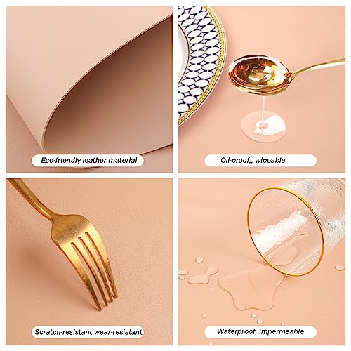 Nappe pour table basse et salle à manger en cuir orange anti-tache