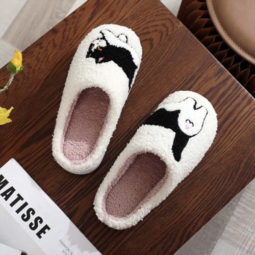 Image of Highland Cow Slippers for Women Plush Scottish Highland Cow Animal Slippers Warm Non Slip Home Indoor Slippers
