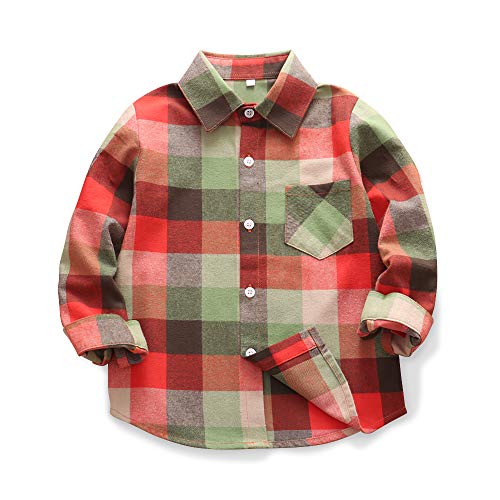 Image of Phorecys Girls' Plaid Flannel Shirt Long Sleeve Button Down Buffalo Checkered Shirt 2T-10 Years