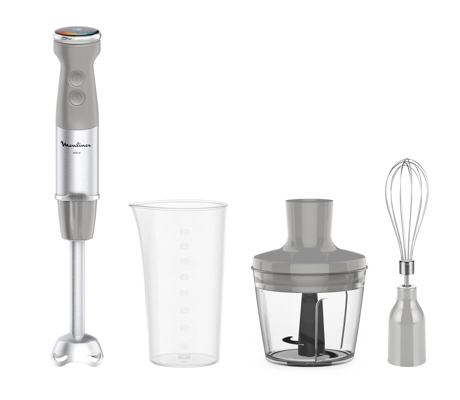 Moulinex Quickchef+, Frullatore a Immersione, Tecnologia con Lame Powelix, 1000 W, Modalità Silenziosa, 20 Velocità, Modalità Turbo, DD673B