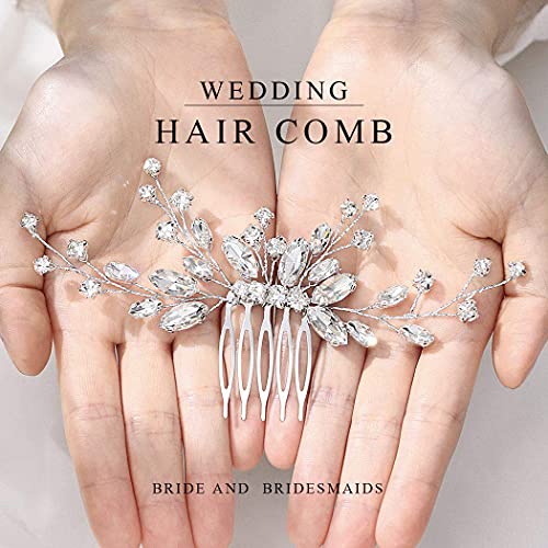 Jeairts Rhinestone Bridal Hair Comb Crystal Wedding Hair Pieces Sparkly Brides Headpiece Hair Dress Decorative Wedding Hair Accessories For Brides And Bridesmaids (1-Silver) #TOP5