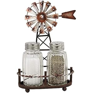 Ebros 6.5"Tall Rustic Country Farm Agricultural Windmill Outpost Salt And Pepper Shakers Holder Display Stand Set Western Kitchen Dining Home Decor Centerpiece In Aged Bronze Finish Ebros 65Tall Rustic Country Farm Agricultural Windmill Outpost Salt And Pepper Shakers Holder Display Stand Set Western Kitchen Dining Home Decor Centerpiece In Aged Bronze Finish