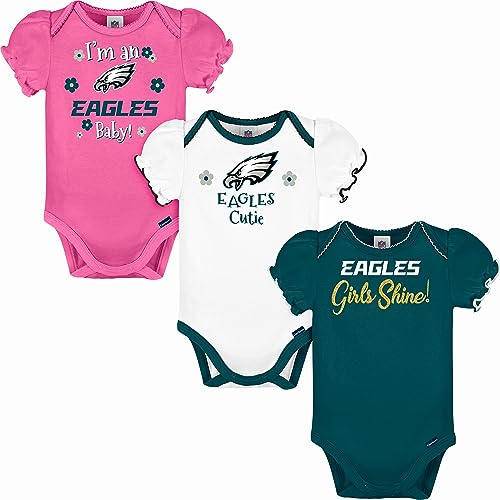 Image of Gerber NFL baby-girls Nfl Team 3 Pack Short Sleeve Onesie Bodysuit