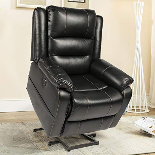 Esright Power Lift Chair Faux Leather Electric Recliner for Elderly, Heated Vibration Massage