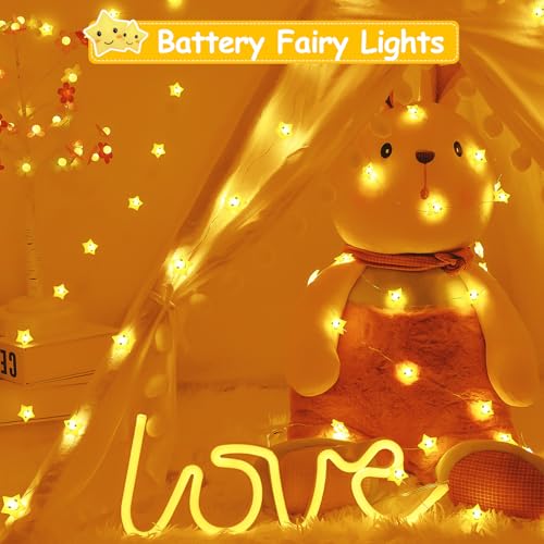 cshare Star Fairy Lights, 6.6Ft 20LED String Light Battery Operated with Timer, Star Night Fairy Lights for Bedroom Christmas Party Indoor Decoration -Warm White - Cosy Home Interiors cshare Star Fairy Lights, 6.6Ft 20LED String Light Battery Operated with Timer, Star Night Fairy Lights for Bedroom Christmas Party Indoor Decoration -Warm White - Image 6