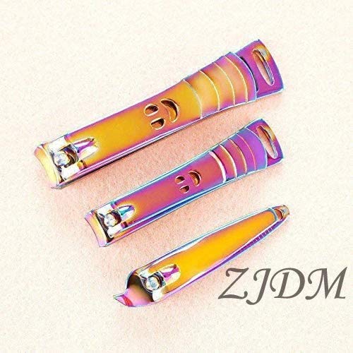 ZJDM Haarschneidemaschine 12 Stück Regenbogen Edelstahl Haarschneidemaschine Kit Nagelhautschieber Pinzette Tote… – Bild 4