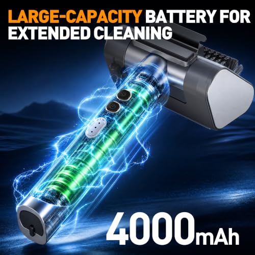 Electric Grill Brush, 4000mAh Rechargeable, 3 Speed Settings, LED Light, Detachable Stainless Steel Head, Support Rollers, Rotating Cleaning Brush – Suitable for Outdoor BBQ Grills, Silver by Qanskm - Used condition - Image 3