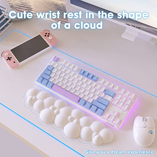 Manbasnake PU-1 Keyboard Cloud Wrist Rest,Pu High Density Memory Foam With Non-Slip Base For Typing Pain Relief,Ergonomic Keyboard Pad With Wrist Support For Home Office/Computer/Laptop/Gaming/Mac-White thumb #4