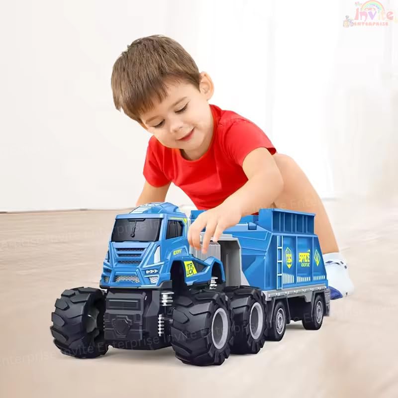 Image of 1:43 4Wd Diecast Alloy Space Transport Trailer Truck Toys With Friction Powered Miniature Car Vehicle Toy For Kids, Boys And Girls (2 Color Truck = Sent Any 1 Truck)