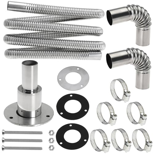 Navellon Diesel Heater Exhaust Kit - Exhaust Pipe Straight Thru Hull Fitting and 24mm Elbow Tube Connector Set Compatible with Webasto Eberspacher Heaters