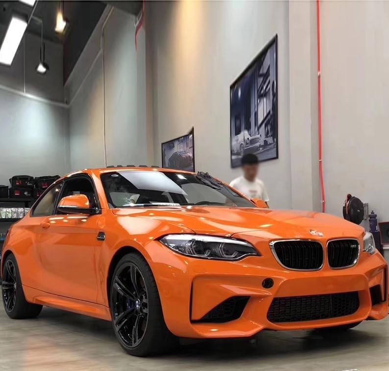 Image of CREON Vinyl Wrap for Car & Bike Self Adhesive Vinyl Wrap Sheet Sticker & Decal Roll Film Auto Car Vehical Air Release (2 feet x 8 feet, Orange Glossy Wrap)