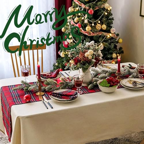 Servilletas clásicas de algodón para decorar tu mesa navideña a cuadros rojos 6