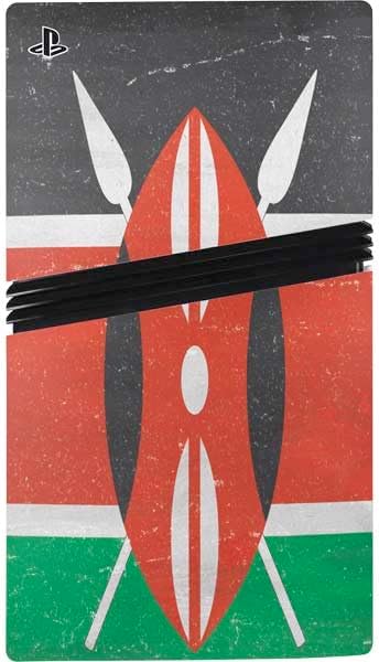 Skinit Decal Gaming Skin Compatible with PS5 Pro Bundle - Kenya Flag Distressed Design