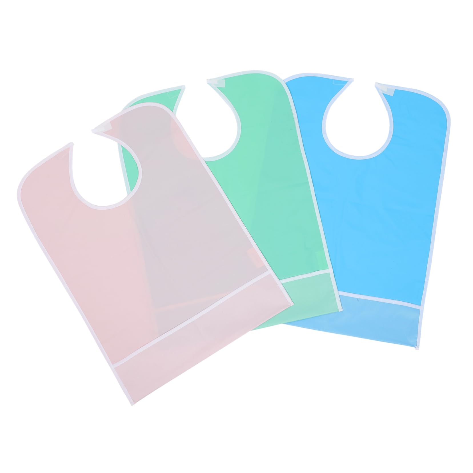 CALLARON 3 Pezzi Bavaglini per Adulti Anziani in Pvc Impermeabili Lavabili Chiusura a Strappo Protezione Vestiti e Anti-deformazione per Assistenza Quotidiana Colore Casuale