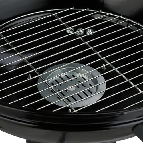 Barbacoa de carbón de 53cm Ø con acabado esmaltado negro y termómetro de precisión Relaxdays 7
