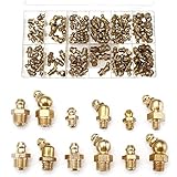 Acofuns 130pcs Assorted Box Grease Nipples Fitting Tools Kit Metric and Imperial BSP UNF M6 M8 M10 45/90/180 Degree