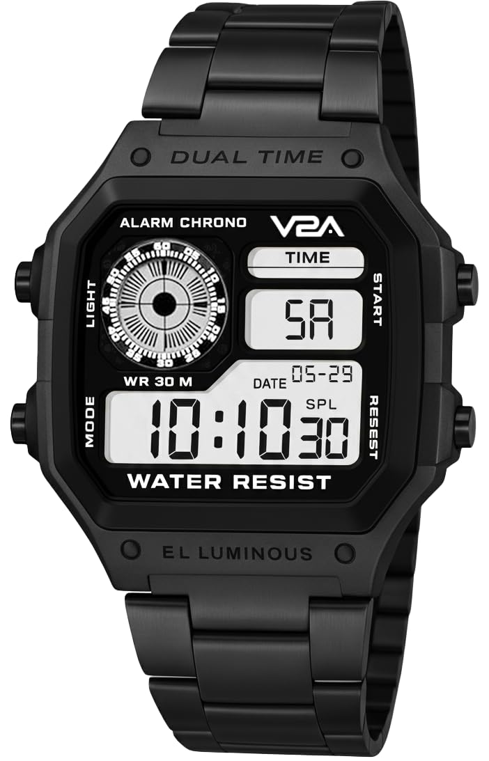 Stainless Steel Small Dial Unisex Multifunction Digital Sports Watch-image-28