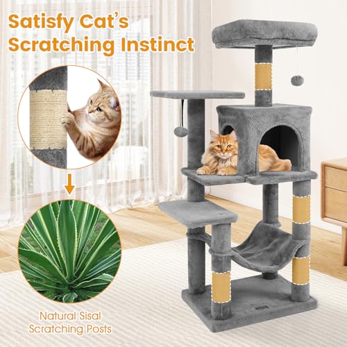 PETSITE árbol para gatos pequeño, 44 pulg alto, gris miniatura 6