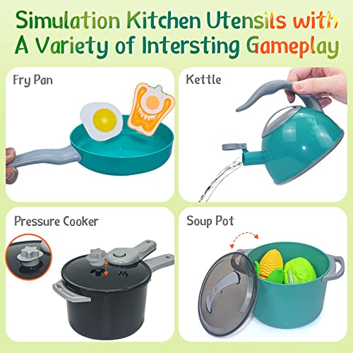 Cewuky 57Pcs Kids Kitchen Playset With Induction Cooktop,Pot,Pan, Pretend Play Kitchen Toy With Cut Play Food &Vegetables,Cookware Pots And Pans Set With Toy Knife,Birthday Gift For Girls Boys Age 3-6 #TOP3