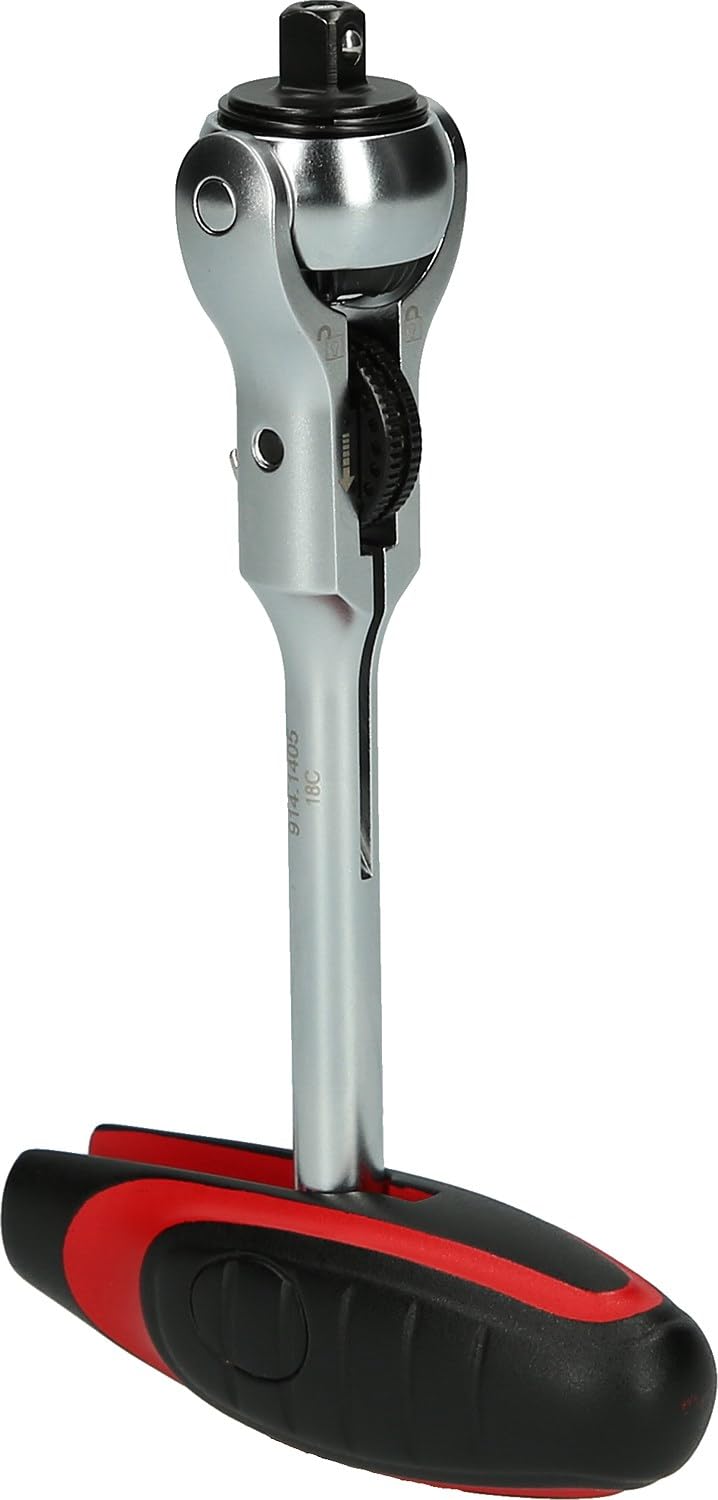 KS Tools 914.1405 Cricchetto a testa snodabile con impugnatura mini a T MODIFIX da 1/4", 72 denti