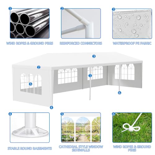 Image of Outdoor Tent for Parties (5 Sidewalls-White 10x30)