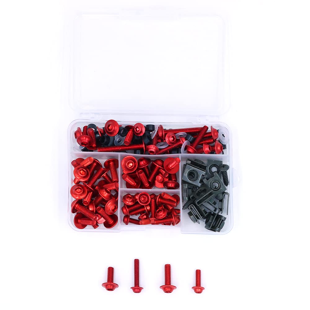 177PCS Moto Sportbike Completo Carenatura Bulloni Kit di fissaggio Clip Dadi a vite-Rosso