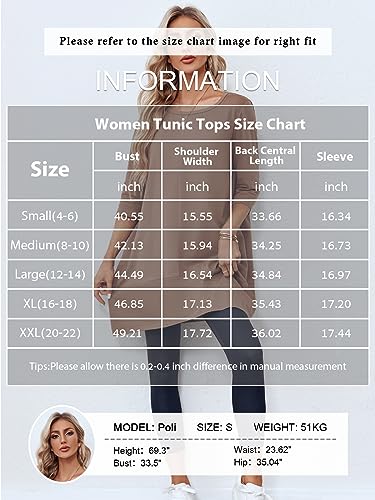 Fangetey Long Sleeve Tunic Tops for Women Casual Round Neck Fall Blouses Loose Fit Shirts 6