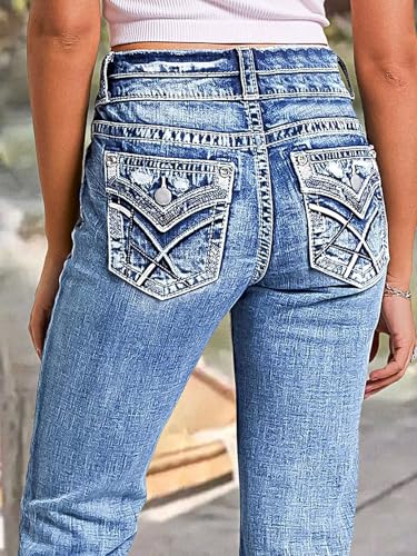 Flamingals Ripped Capri Jeans for Women Mid Waist Casual Dual Button Straight Leg Cropped Denim Jeans3