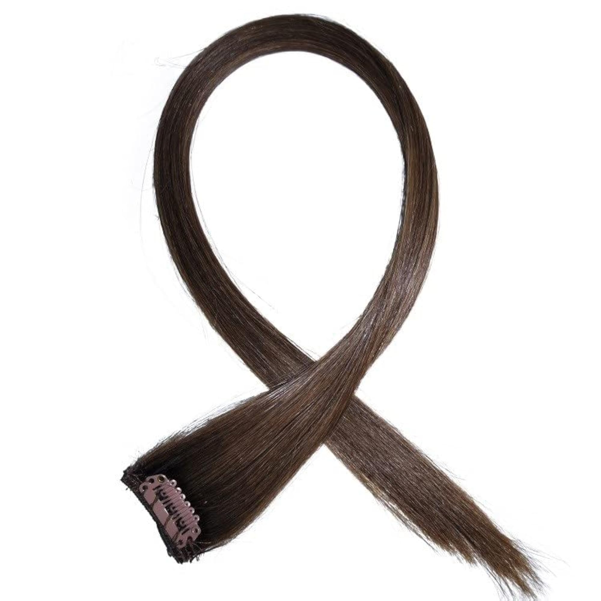 Single Clip Real Human Hair Extensions, Natural Black, 14 Inch