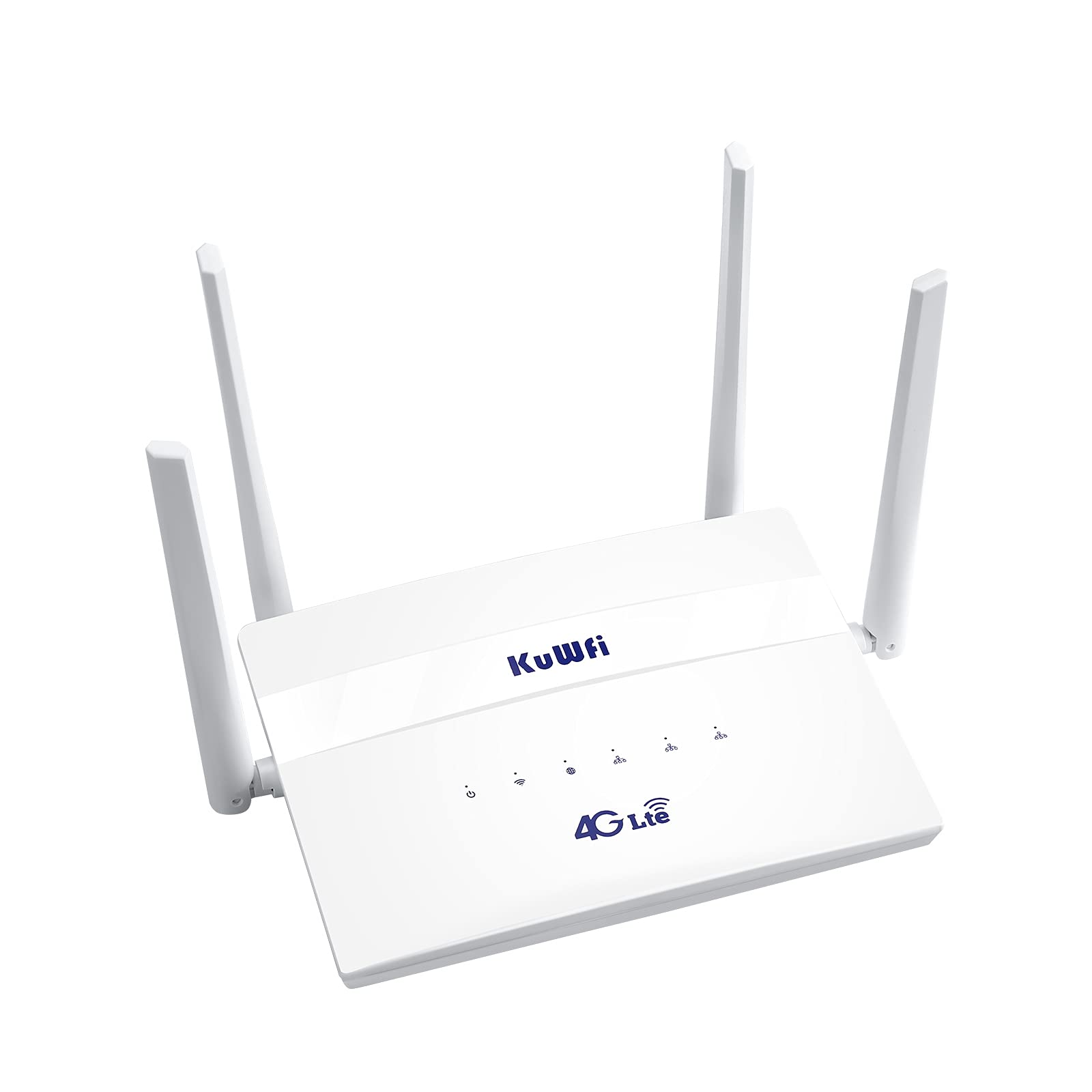 KuWFi4G LTE CPE WiFi Router 300Mbps Wireless Router Covers a Wide Range, with SIM Card Slot and 4 High-Gain External Antennas, Suitable for EU, AS, AF Multi-Regional Work (White)…