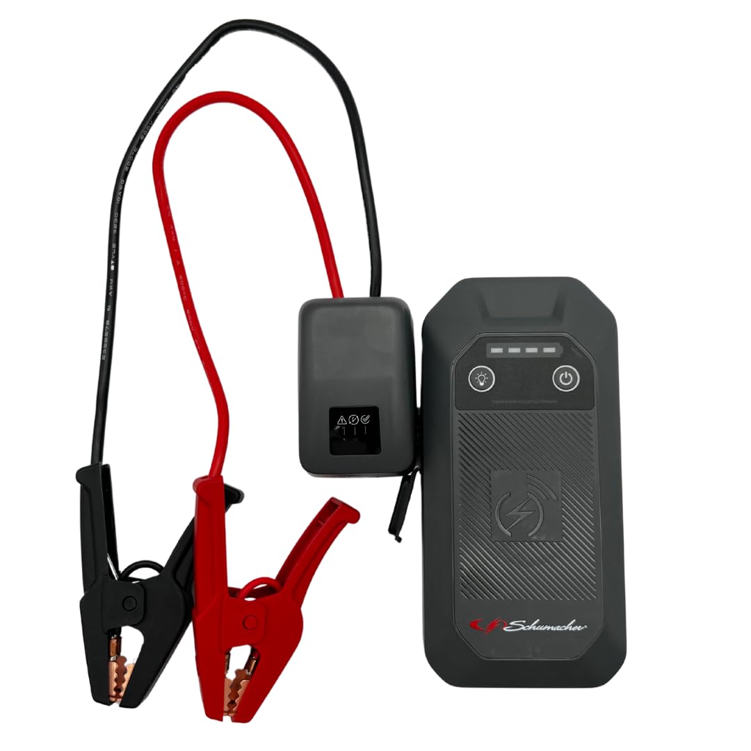 Schumacher Electric SBX504 Booster Démarreur Batterie 1000A 12V Lithium | Moteurs Essence 6L Diesel 3L, Powerbank 6400mAh, Recharge Sans Fil 10W, USB-C, Pinces Sécurisées