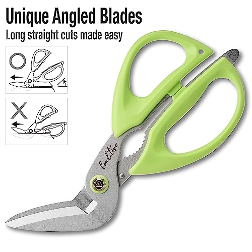 Beaditive S-732 Heavy Duty Multipurpose Angled Craft Scissors 7 Inch - Japanese Stainless Steel, Serrated Blade - Craft Shears For Cardboard thumb #1