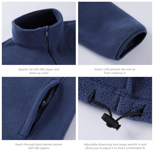 BASSDASH Men's Quarter Zip Jacket Mid Weight Polar Fleece Pullover Outdoor Warm Breathable Long Sleeve Sweatshirt4