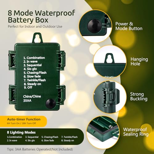 Fairy-Lights-Battery-Operated-10Ft-120LED-Twinkle-Firecracker-String-Lights-with-8-Lighting-Modes-Timer-Green-Wire-Cluster-Light-for-Outdoor-Bedroom-Wreath-Holiday-Christmas-Decoration-Warm-White Fairy Lights Battery Operated 10Ft 120LED Twinkle Firecracker String Lights with 8 Lighting Modes Timer Green Wire Cluster Light for Outdoor Bedroom Wreath Holiday Christmas Decoration Warm White