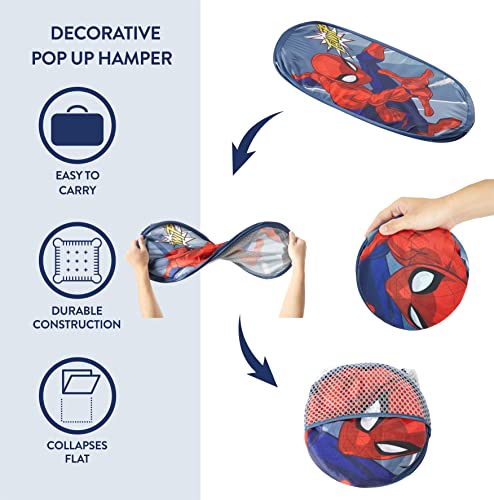 Image of Idea Nuova Spiderman Pop Up Hamper with Durable Carry Handles, 21'' H x 13.5'' W X 13.5'' L