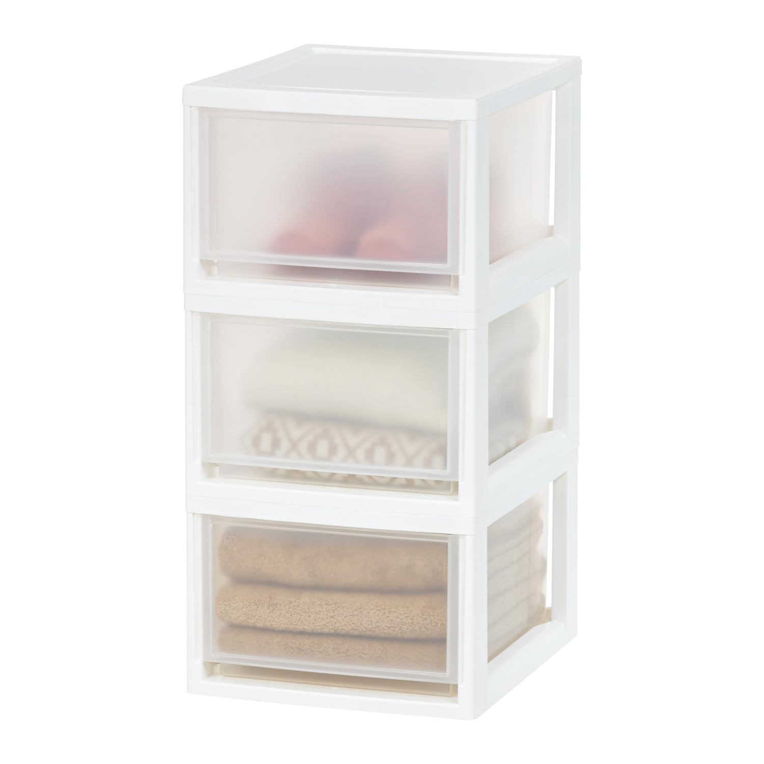 Iris Ohyama, Compact Stacking Storage Drawer, Plastic Drawer Organizer, 13.7L, 3 Pack, White, Stackable, See-through, For Snacks, Medicine, Stationery, Craft supplies, BPA free, Tower, Chest, MSD-2