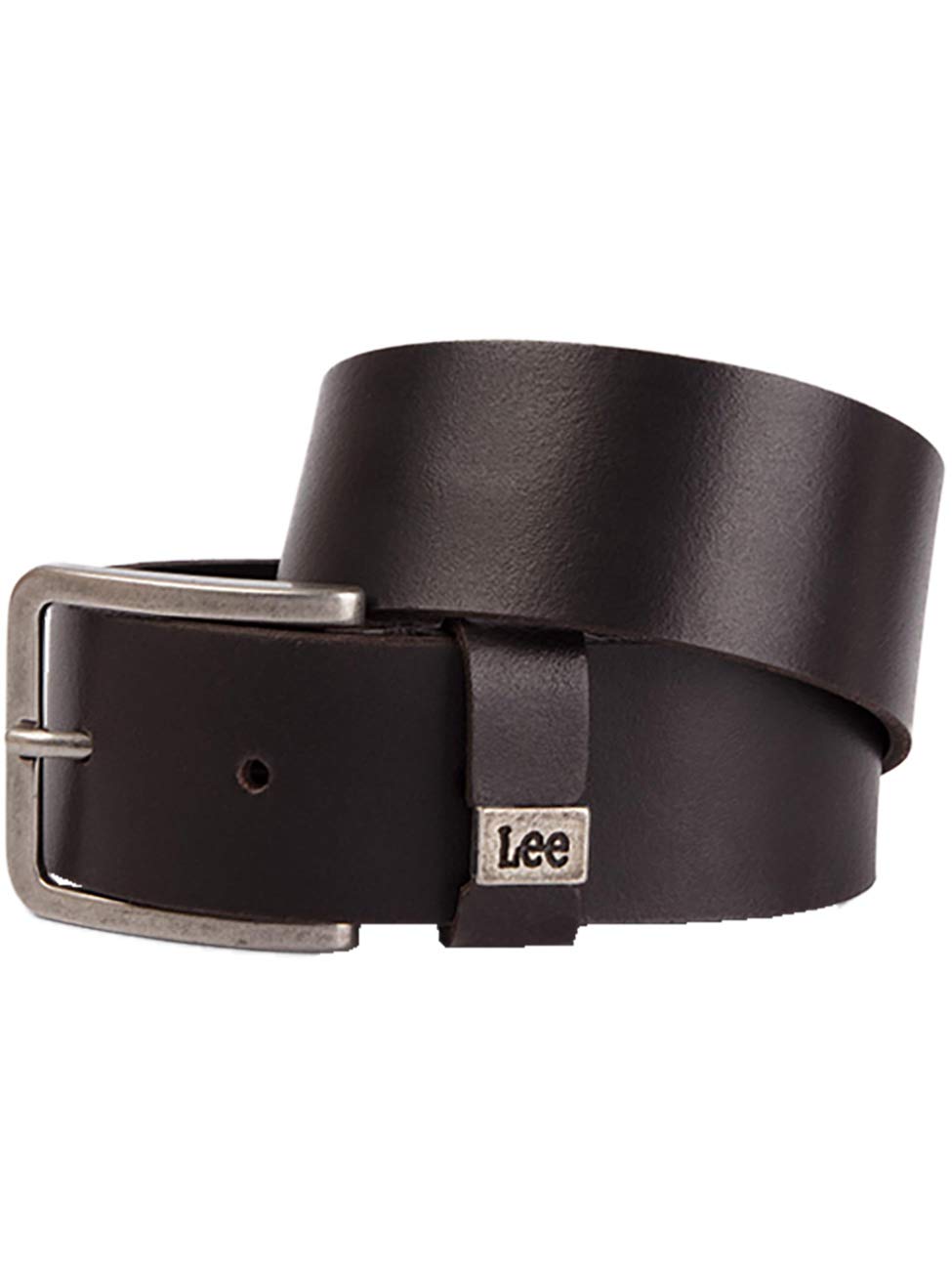 Lee Men's Brown (Dark Brown 24) Leather Belt Small Logo 85 - 105 Cm Belt Length - Brown - 100 Cm
