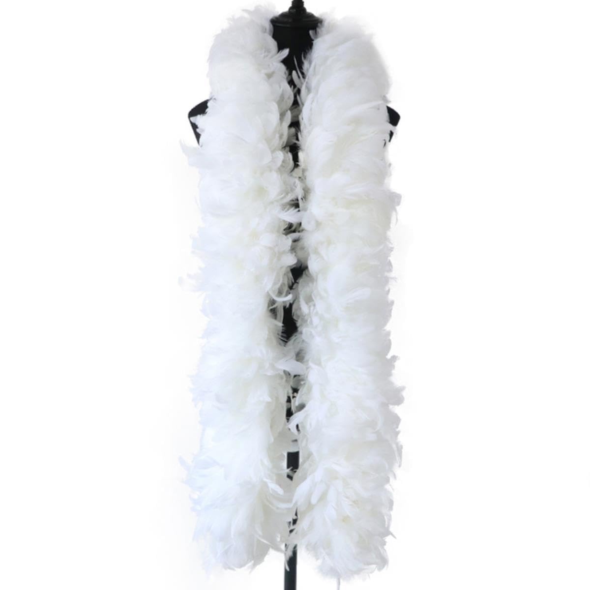 Plumes blanches duveteuses Boa DIY Arbre de Noël Autruche Plumes Ruban Mariage Robe Décoration Plumes pour Artisanat 2M-180 g