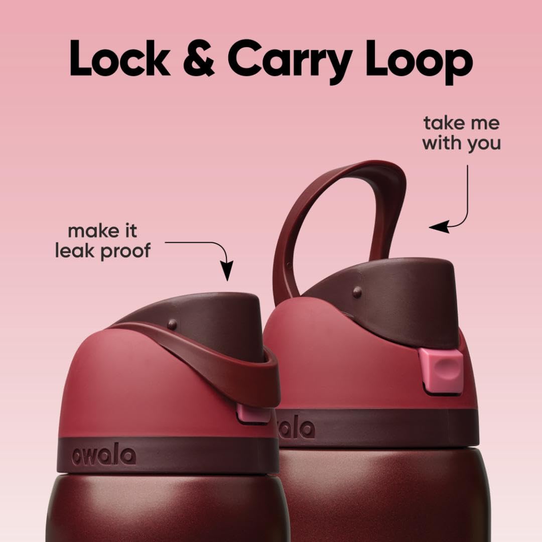 Owala FreeSip Insulated Stainless Steel Water Bottle with Straw, BPA-Free Sports Water Bottle, Great for Travel, 32 Oz, Black Cherry