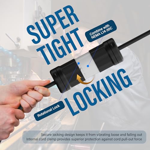 HiFind Locking Plug & Connector NEMA L14-30P & L14-30R Set, Male & Female Generator Twist Lock with Extension Cord End, 30 Amp, 125/250V,3-Pole 4-Wire Industrial Grade Heavy Grounded Adapter-ETL - Thumbnail 4