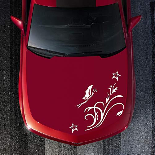 Image of Car Body Decals Carved Hollow Flower Butterfly Decorative Stickers Anti-Scratch for Cars, Vans, SUVs, Trucks,Set of 3 pcs (White)