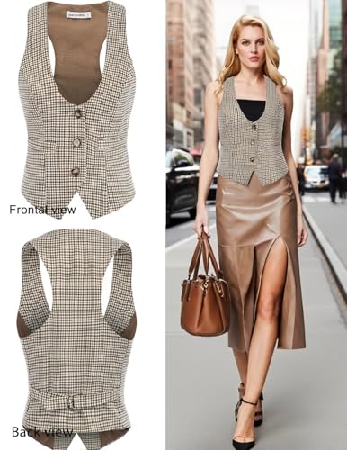 GRACE KARIN Women's Suit Vest Top, Dressy Casual Sleeveless Button Wasitcoat, Fromal Steampunk Blazer For Work Office2