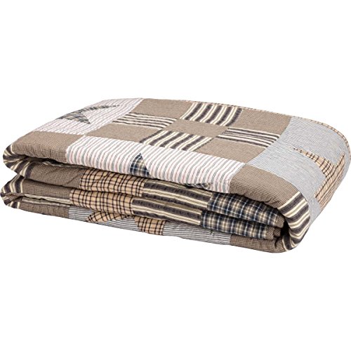 VHC-Brands-Primitive-Bedding-Ninepatch-Quilt-Queen-Warm-Grey VHC Brands Primitive Bedding Ninepatch Quilt Queen Warm Grey