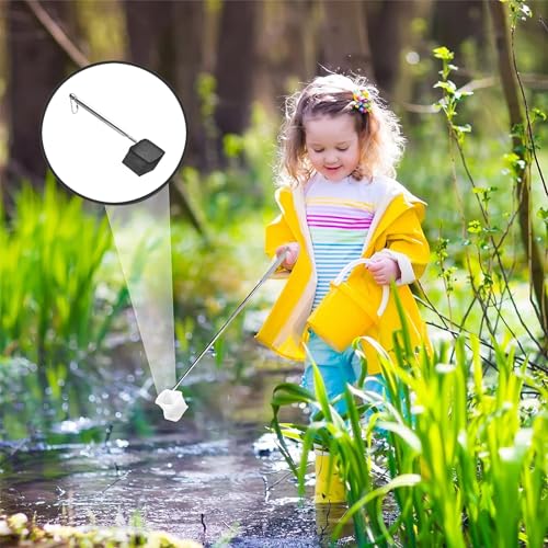 BUKYCAT Kescher Fischnetz, Aquarienkescher mit Teleskopstiel, aus Rostfreiem Stahl, zum Fangen von Kleinen Fischen und Garnelen und zur Reinigung des (Quadratisch, Schwarz)