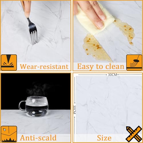 Vinylboden Bodenfliesen PVC Bodenbelag Selbstklebend Fliesen Vinyl Bodenaufkleber Wasserdicht für Badezimmer Küche Wohnzimmer Schlafzimmer Grau und blau Marmor 30.5x30.5cm 20pcs