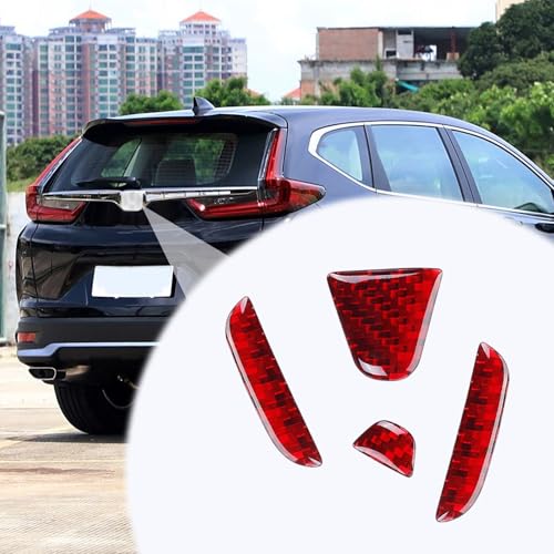 Image of Bilisin Compatible with Rear Tailgate Insert Emblem Logo Carbon Fiber Emblem Badge Decal Cover Trim with Strong Adhesive for Honda CRV 2017-2022 Red