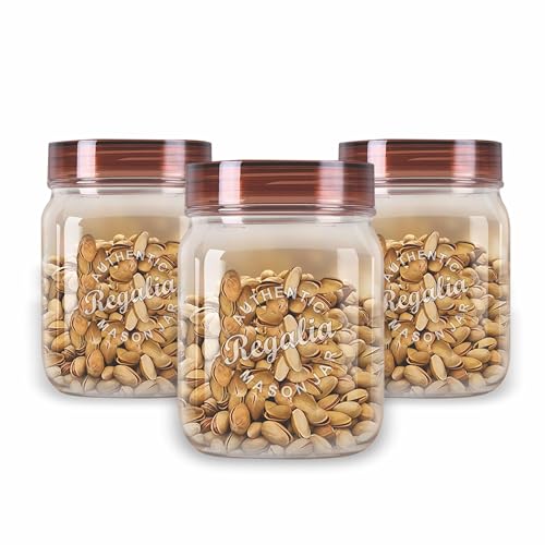 Image of Java Regalia Plastic Storage Jar and Container Set, Airtight & BPA Free Containers for Kitchen Storage, Grocery Kitchen Container Stoarge, Multipurpose Transparent Jar, 750 ML Each, Set of 3